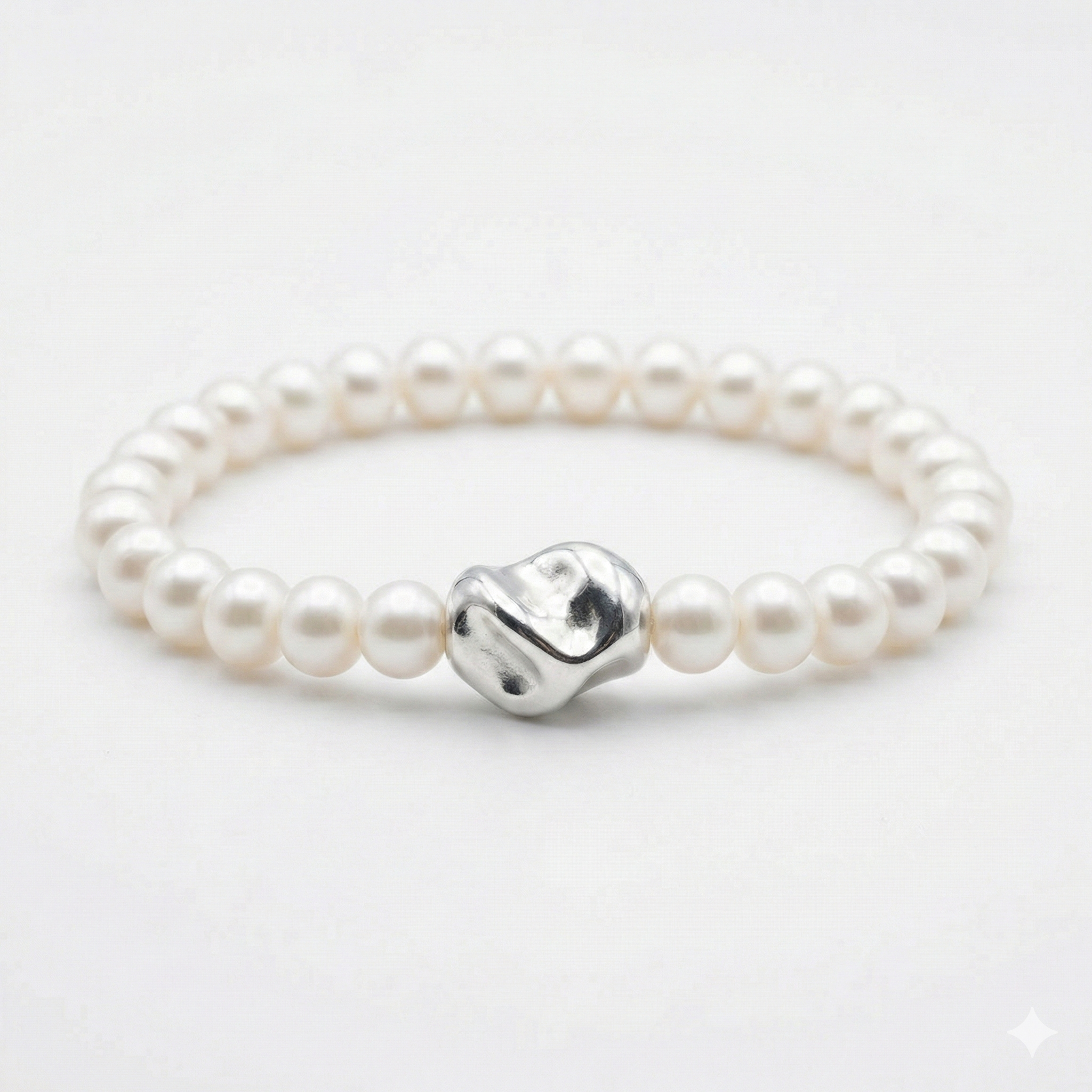 Organic Silver Charm Pearl Bracelet